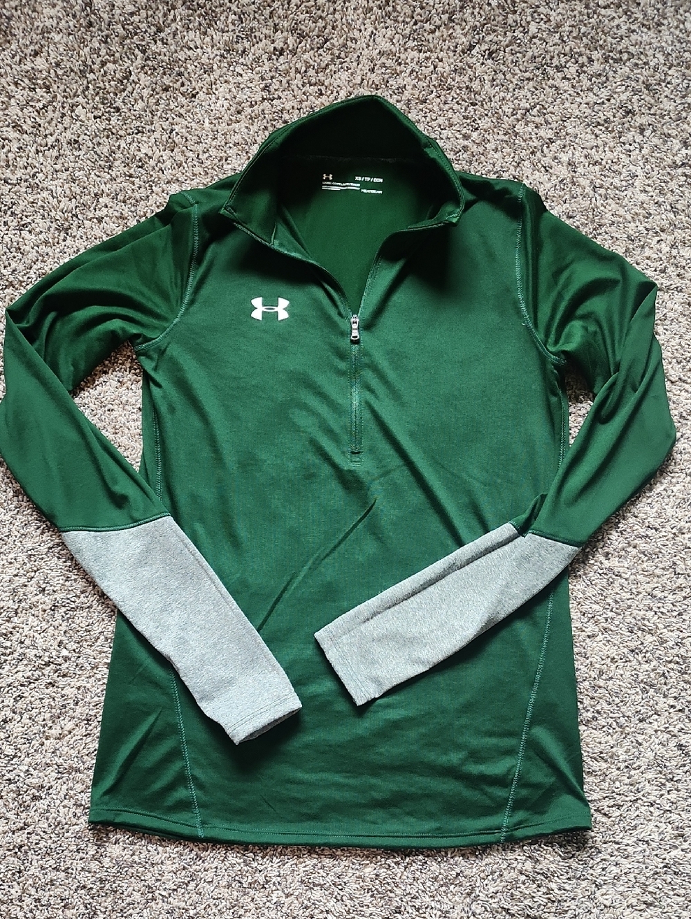 Under Armour Heatgear Dark Green Quarter-Zip with Heather Green Sleeve Panels